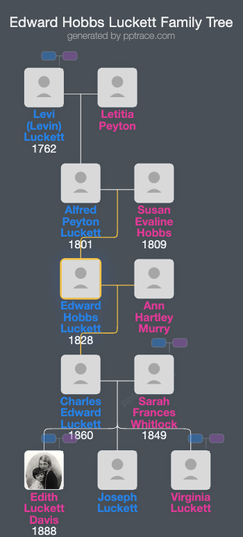 Edward Hobbs Luckett family tree overview