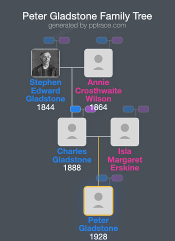 Peter Gladstone family tree overview