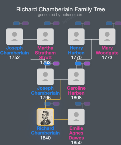 Richard Chamberlain family tree overview
