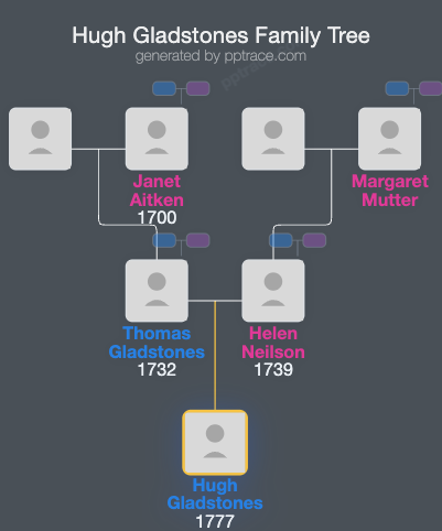 Hugh Gladstones family tree overview
