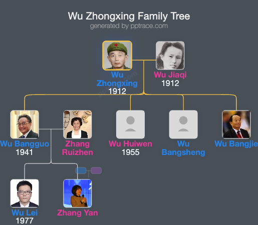 Wu Zhongxing family tree overview