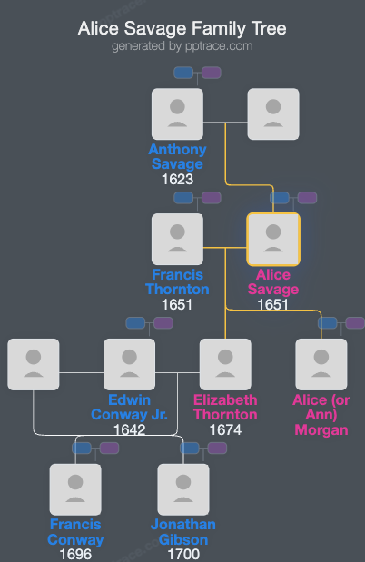 Alice Savage family tree overview