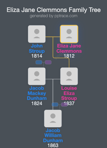 Eliza Jane Clemmons family tree overview