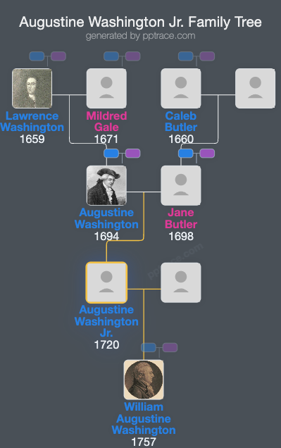 Augustine Washington Jr. family tree overview