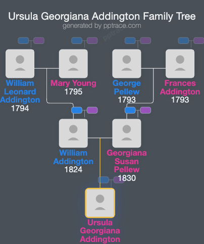 Ursula Georgiana Addington family tree overview