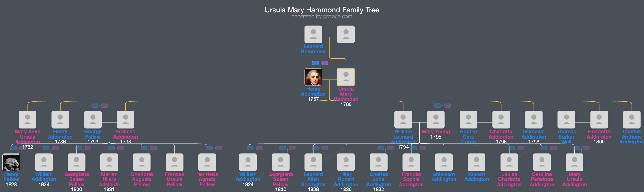Ursula Mary Hammond family tree overview