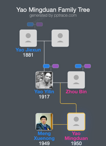 Yao Mingduan family tree overview