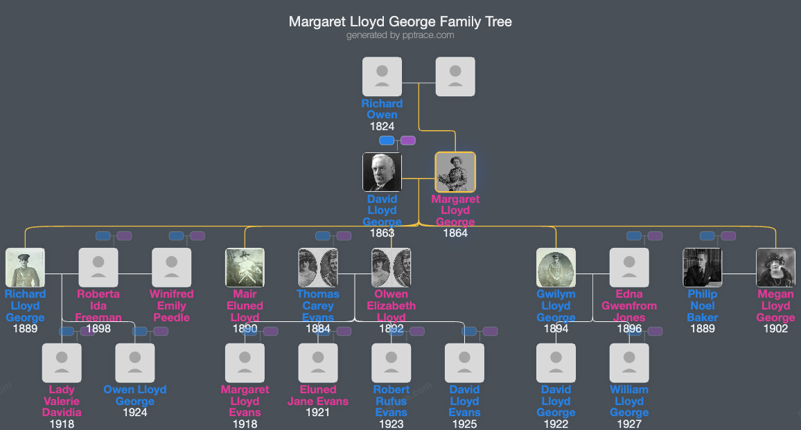 Margaret Lloyd George family tree overview