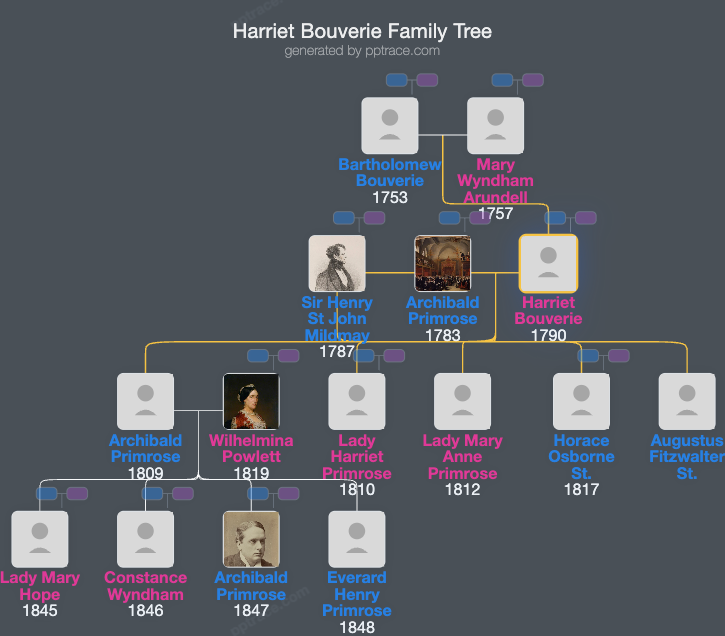 Harriet Bouverie family tree overview