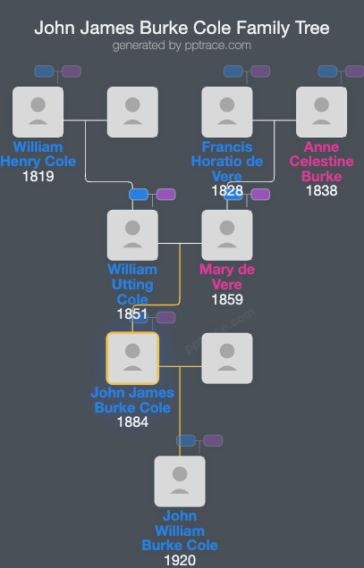 John James Burke Cole family tree overview
