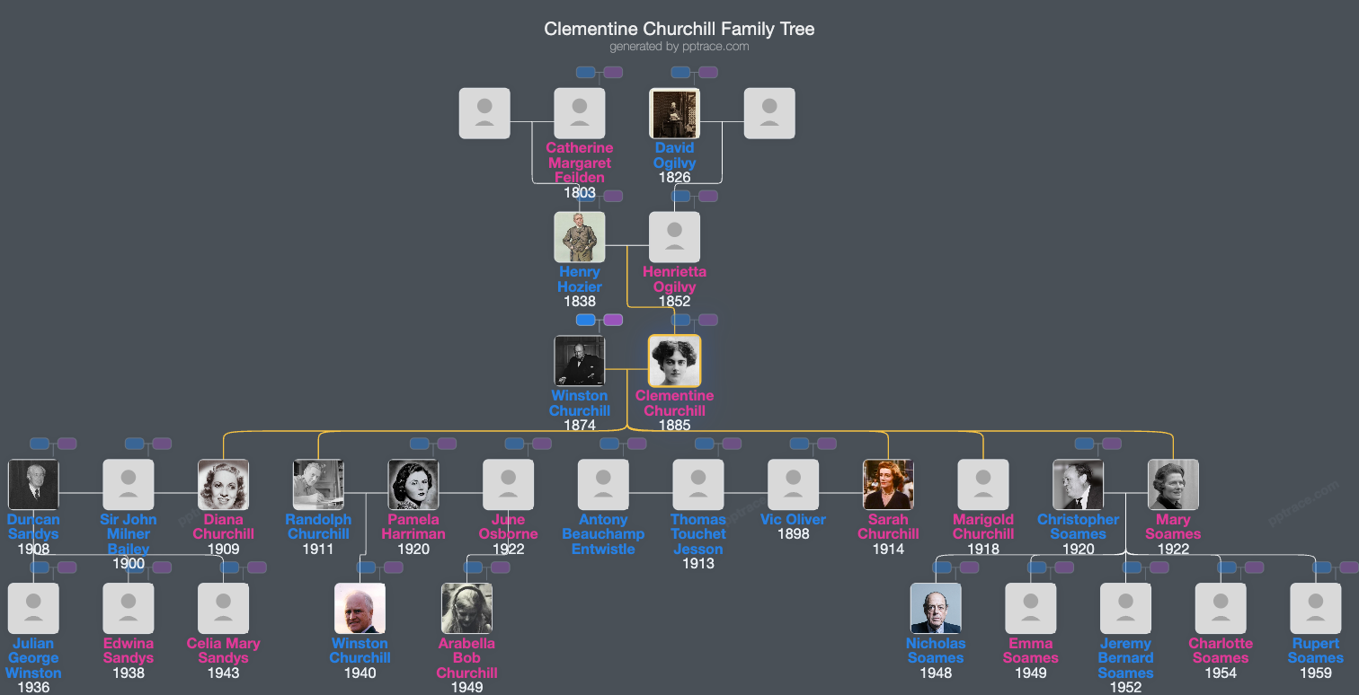 Clementine Churchill family tree overview