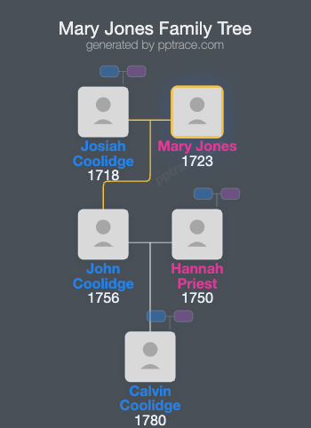 Mary Jones family tree overview