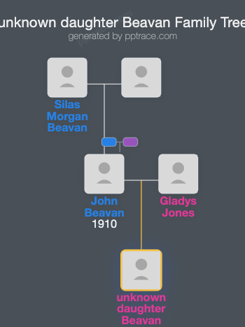Unknown Daughter Beavan family tree overview