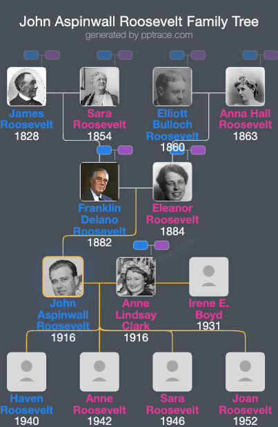 John Aspinwall Roosevelt family tree overview