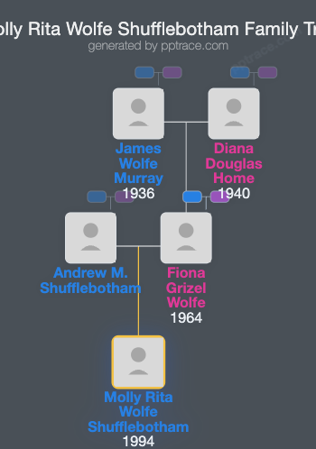 Molly Rita Wolfe Shufflebotham family tree overview