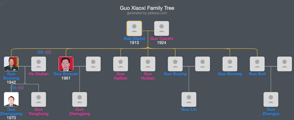 Guo Xiaoxi family tree overview