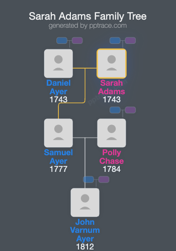 Sarah Adams family tree overview