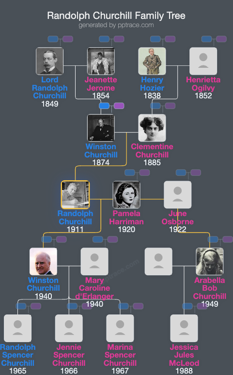 Randolph Churchill family tree overview