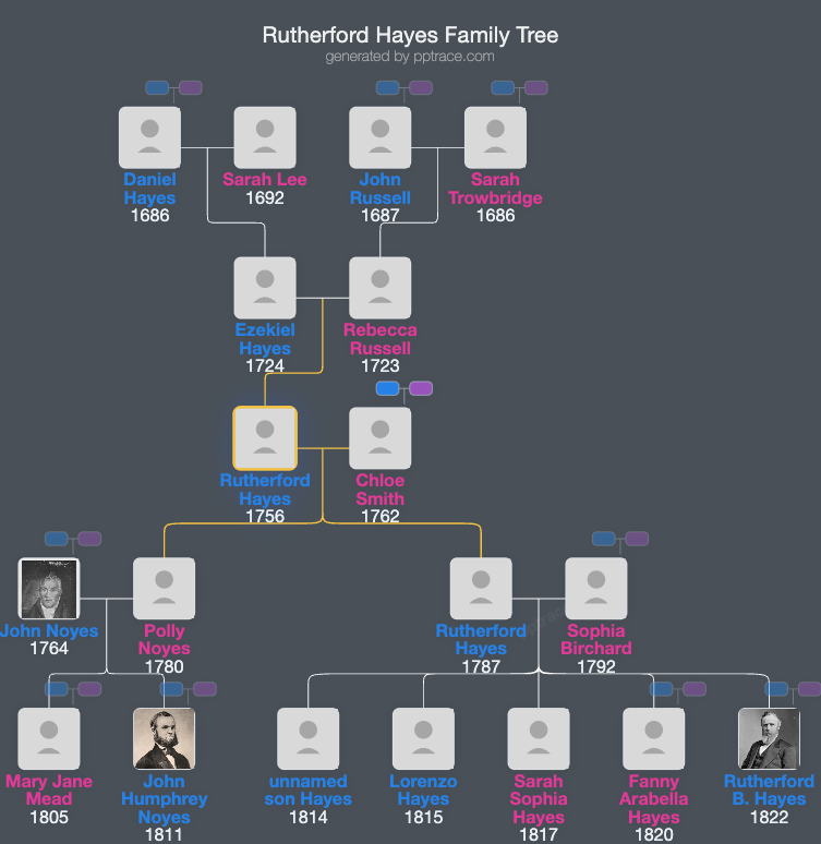 Rutherford Hayes family tree overview