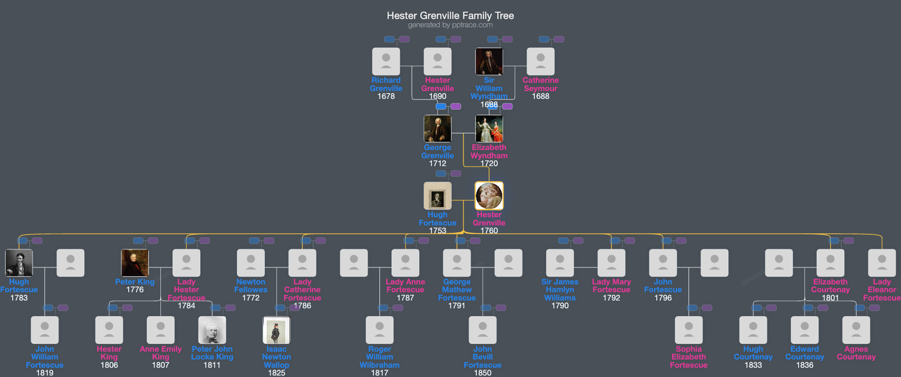 Hester Grenville family tree overview