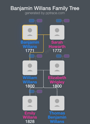 Banjamin Willans family tree overview