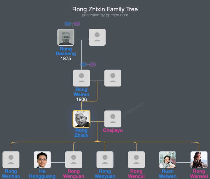 Rong Zhixin family tree overview