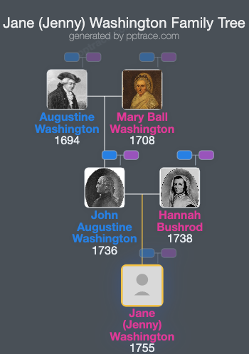 Jane (Jenny) Washington family tree overview