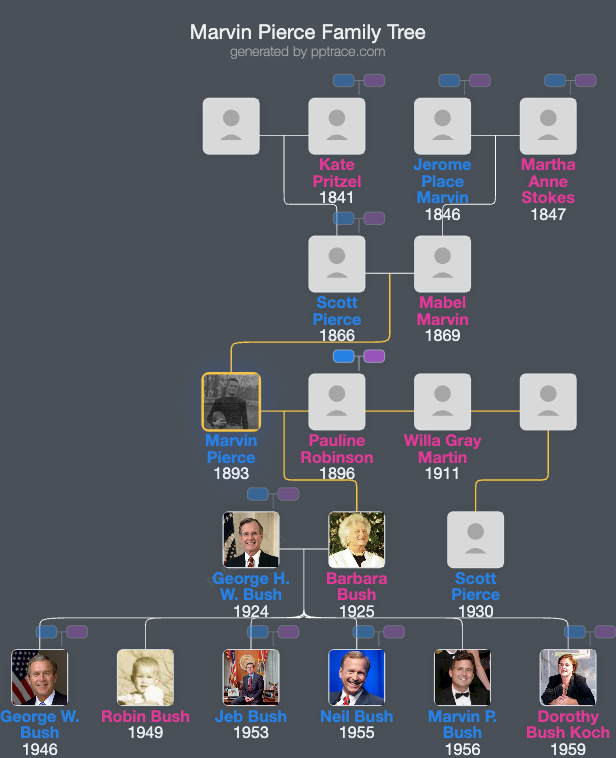Marvin Pierce family tree overview
