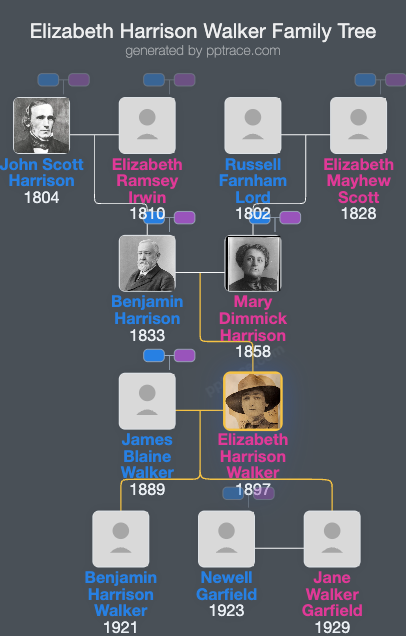 Elizabeth Harrison Walker family tree overview