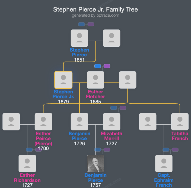 Stephen Pierce Jr. family tree overview