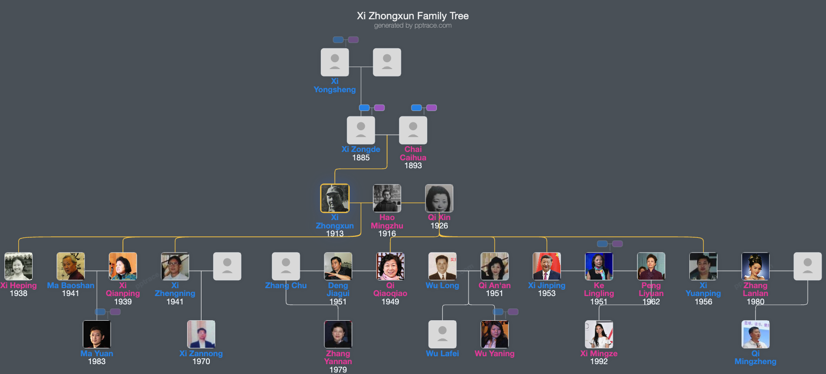 Xi Zhongxun family tree overview