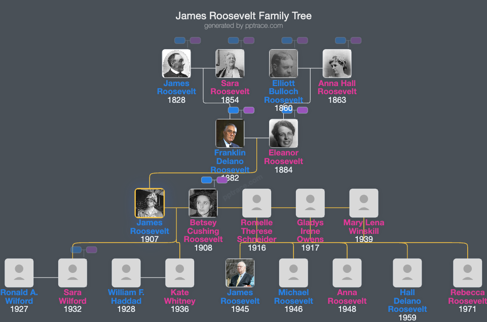 James Roosevelt family tree overview
