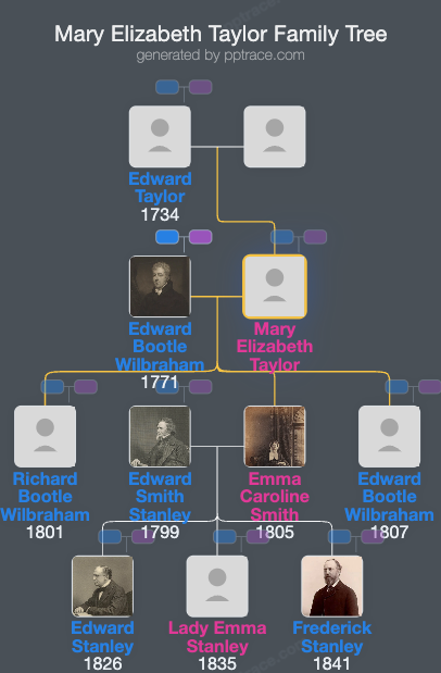 Mary Elizabeth Taylor family tree overview