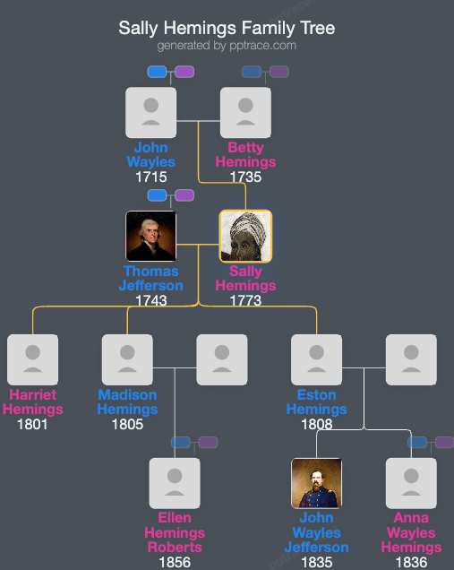 Sally Hemings family tree overview