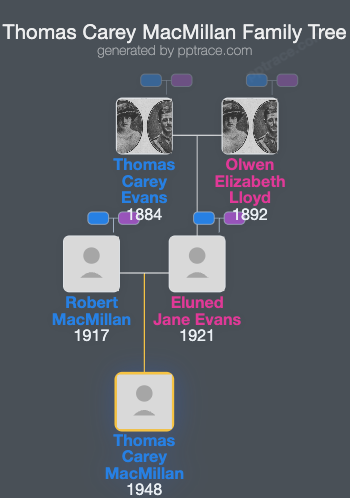 Thomas Carey MacMillan family tree overview