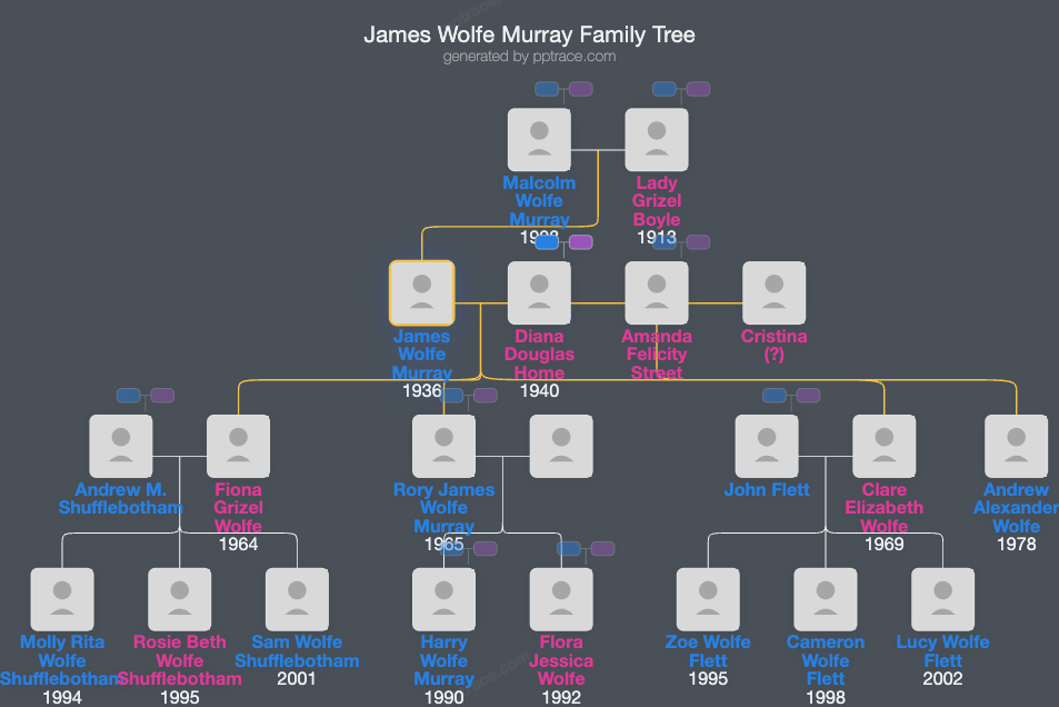 James Wolfe Murray family tree overview