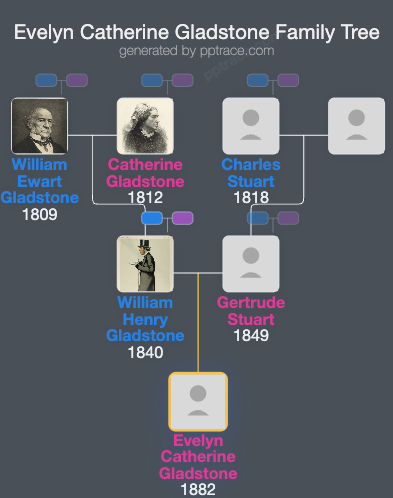 Evelyn Catherine Gladstone family tree overview