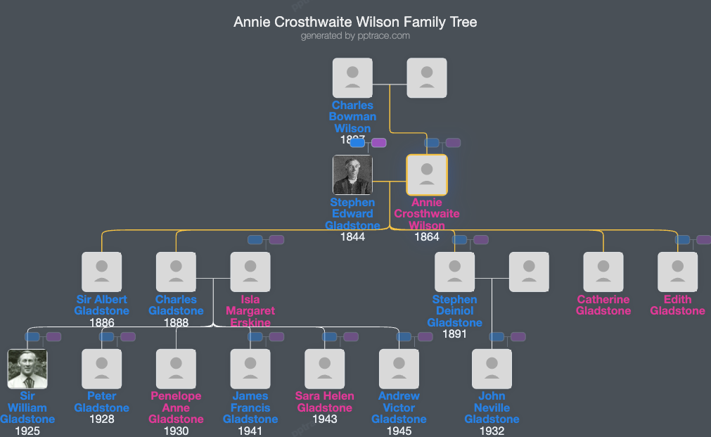 Annie Crosthwaite Wilson family tree overview