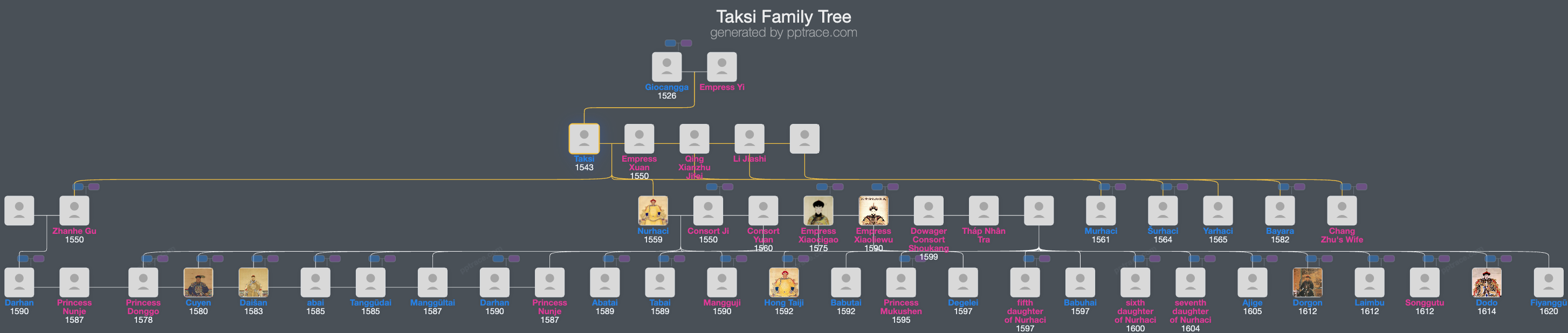 Taksi family tree overview