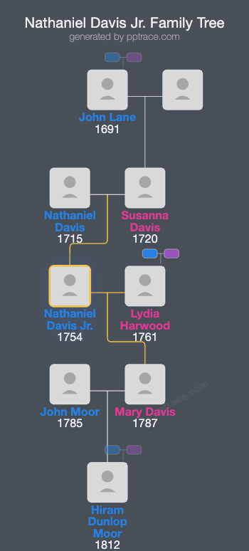 Nathaniel Davis Jr. family tree overview