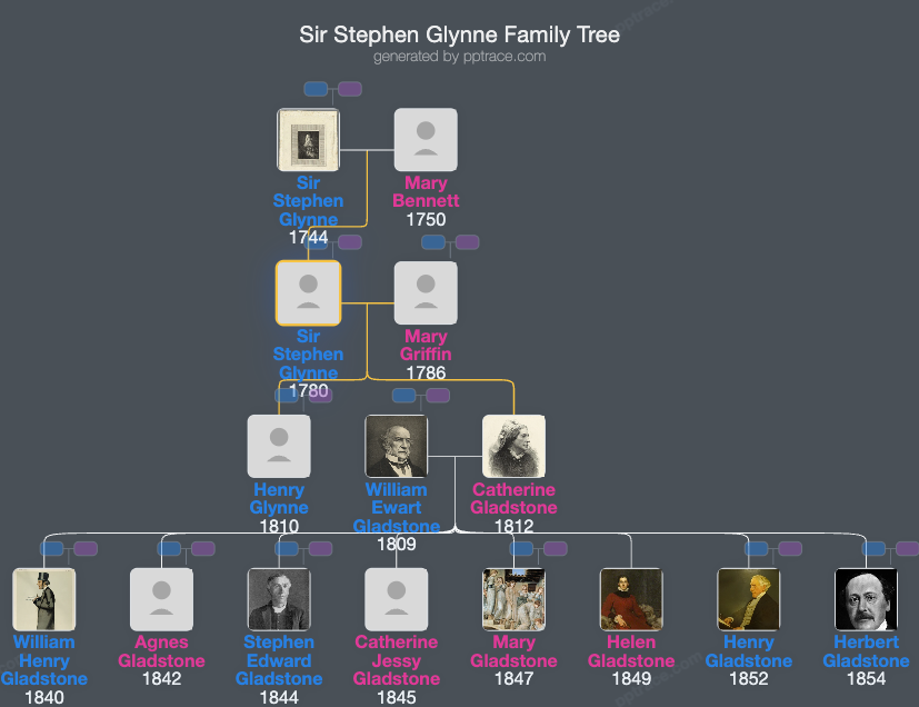 Sir Stephen Glynne, 8th Baronet family tree overview
