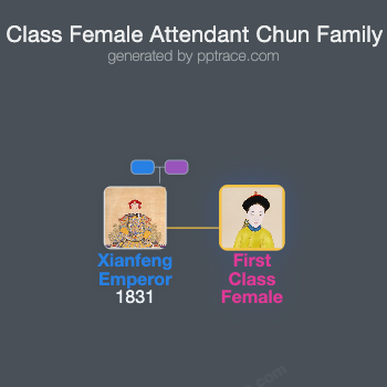 First Class Female Attendant Chun family tree overview