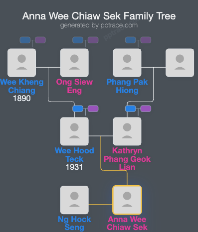 Anna Wee Chiaw Sek family tree overview