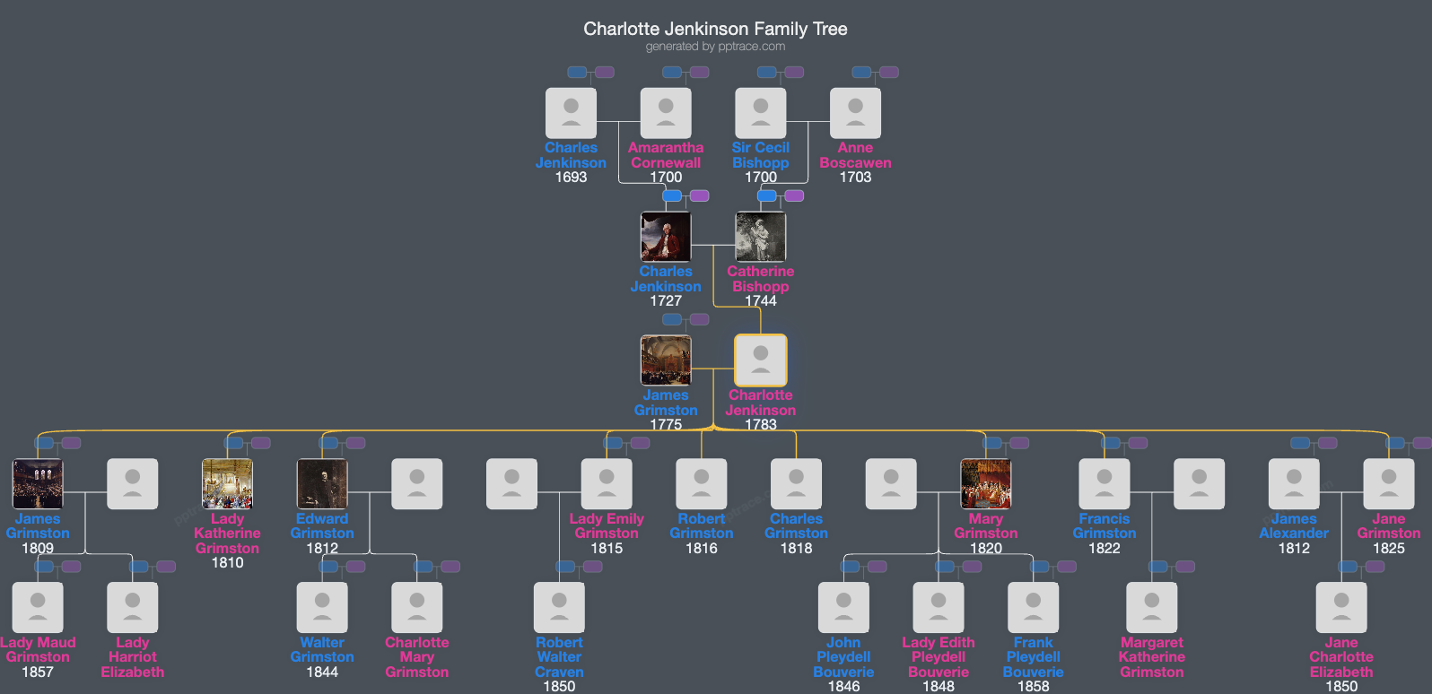 Charlotte Jenkinson family tree overview