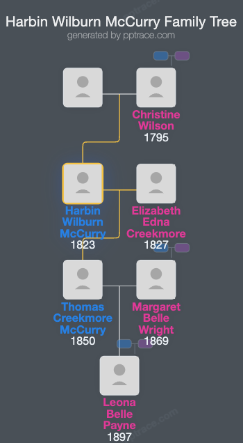 Harbin Wilburn McCurry family tree overview