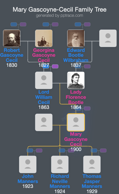 Mary Gascoyne-Cecil family tree overview