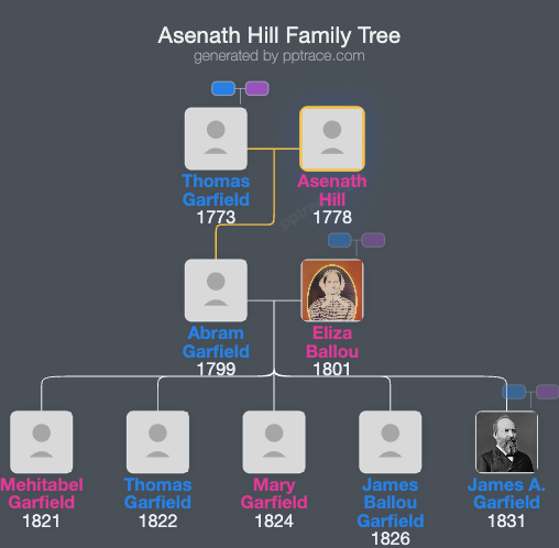 Asenath Hill family tree overview