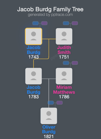 Jacob Burdg family tree overview