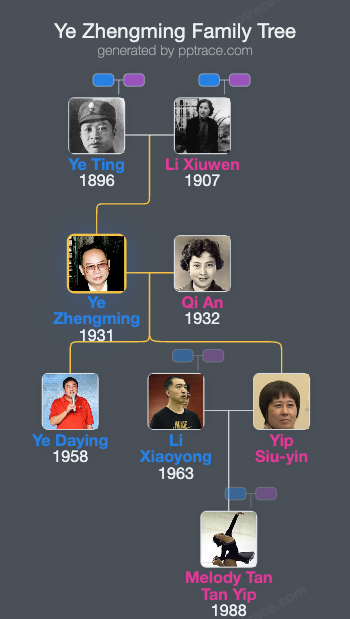 Ye Zhengming family tree overview