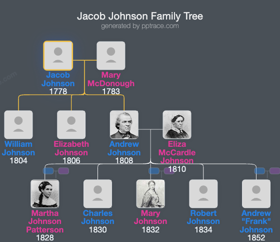 Jacob Johnson family tree overview